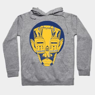 Navy Gold African Mask No 3 Hoodie